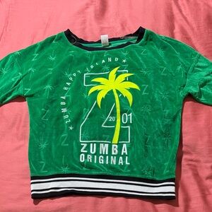Zumba Fitness Green Sweatshirt with Palm Design
